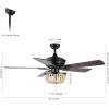 JONATHAN Y JYL9618A Erin 52″ 3-Light Rustic Farmhouse Iron/Wood Bead Mobile-App/Remote-Control LED Ceiling Fan Bohemian, Modern, Dining Room, Living Room, Kitchen, Antique Gold Painting/Light Brown(Black)
