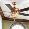 JONATHAN Y JYL9618A Erin 52″ 3-Light Rustic Farmhouse Iron/Wood Bead Mobile-App/Remote-Control LED Ceiling Fan Bohemian, Modern, Dining Room, Living Room, Kitchen, Antique Gold Painting/Light Brown(Gold)