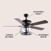 JONATHAN Y JYL9620A Braxton Farmhouse Industrial Iron Drum Shade LED Ceiling Fan with Remote, for Bedroom, Living Room, Dining Room 52″ 4 Light, Black