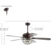 JONATHAN Y JYL9702A Joanna 52″ 3-Light Bronze Crystal LED Ceiling Fan with Remote, Classic, Glam, Traditional, Transitional, Office, Living Room, Family Room, Dining Room, Bedroom, Oil Rubbed Bronze