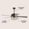 JONATHAN Y JYL9702A Joanna 52″ 3-Light Bronze Crystal LED Ceiling Fan with Remote, Classic, Glam, Traditional, Transitional, Office, Living Room, Family Room, Dining Room, Bedroom, Oil Rubbed Bronze