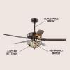 JONATHAN Y JYL9704A Ali 48″ 3-Light Wrought Iron LED Ceiling Fan with Remote, Classic, Glam, Traditional, Transitional, Office, Living Room, Family Room, Dining Room, Bedroom, Oil Rubbed Bronze