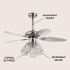 JONATHAN Y JYL9705A Kris 42″ 3-Light Crystal LED Ceiling Fan with Remote, Transitional, Glam, Classic, Modern, Contemporary, Living Room, Family Room, Dining Room, Bedroom, Chrome