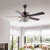 JONATHAN Y JYL9711A Cammy 52″ 3-Light Traditional Transitional Iron LED Ceiling Fan Glam Classic for Bedroom, Dining Room, Living Room, Kitchen, Oil Rubbed Bronze(Oil Rubbed Bronze)