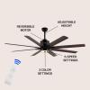JONATHAN Y JYL9713A Octo 66″ 1-Light Contemporary Industrial Iron/Plastic Mobile-App/Remote-Controlled 6-Speed Ceiling Fan with Integrated LED Light, Black/Dark Brown Wood Finish(Black/Neutral Brown Wood Finish)