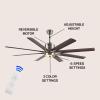 JONATHAN Y JYL9713A Octo 66″ 1-Light Contemporary Industrial Iron/Plastic Mobile-App/Remote-Controlled 6-Speed Ceiling Fan with Integrated LED Light, Black/Dark Brown Wood Finish(Nickel/Neutral Brown Wood Finish)