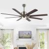 JONATHAN Y JYL9713A Octo 66″ 1-Light Contemporary Industrial Iron/Plastic Mobile-App/Remote-Controlled 6-Speed Ceiling Fan with Integrated LED Light, Black/Dark Brown Wood Finish(Nickel/Neutral Brown Wood Finish)