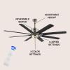 JONATHAN Y JYL9713A Octo 66″ 1-Light Contemporary Industrial Iron/Plastic Mobile-App/Remote-Controlled 6-Speed Ceiling Fan with Integrated LED Light, Black/Dark Brown Wood Finish(Nickel/Dark Brown Wood Finish)