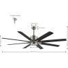 JONATHAN Y JYL9713A Octo 66″ 1-Light Contemporary Industrial Iron/Plastic Mobile-App/Remote-Controlled 6-Speed Ceiling Fan with Integrated LED Light, Black/Dark Brown Wood Finish(Nickel/Dark Brown Wood Finish)