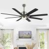 JONATHAN Y JYL9713A Octo 66″ 1-Light Contemporary Industrial Iron/Plastic Mobile-App/Remote-Controlled 6-Speed Ceiling Fan with Integrated LED Light, Black/Dark Brown Wood Finish(Nickel/Dark Brown Wood Finish)