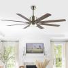 JONATHAN Y JYL9713A Octo 66″ 1-Light Contemporary Industrial Iron/Plastic Mobile-App/Remote-Controlled 6-Speed Ceiling Fan with Integrated LED Light, Black/Dark Brown Wood Finish(Nickel/Gray Wood Finish)
