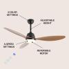 JONATHAN Y JYL9714A Audie 52″ 1-Light Mobile-App/Remote-Controlled, 6-Speed Propeller Integrated LED Ceiling Fan, Coastal, Contemporary, Minimalist for Bedroom, Living Room, Office, Black(Light Brown Wood)