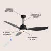 JONATHAN Y JYL9714A Audie 52″ 1-Light Mobile-App/Remote-Controlled, 6-Speed Propeller Integrated LED Ceiling Fan, Coastal, Contemporary, Minimalist for Bedroom, Living Room, Office, Black(Black)
