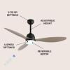 JONATHAN Y JYL9714A Audie 52″ 1-Light Mobile-App/Remote-Controlled, 6-Speed Propeller Integrated LED Ceiling Fan, Coastal, Contemporary, Minimalist for Bedroom, Living Room, Office, Black(Gray Wood)