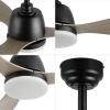 JONATHAN Y JYL9714A Audie 52″ 1-Light Mobile-App/Remote-Controlled, 6-Speed Propeller Integrated LED Ceiling Fan, Coastal, Contemporary, Minimalist for Bedroom, Living Room, Office, Black(Gray Wood)