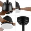 JONATHAN Y JYL9714A Audie 52″ 1-Light Mobile-App/Remote-Controlled, 6-Speed Propeller Integrated LED Ceiling Fan, Coastal, Contemporary, Minimalist for Bedroom, Living Room, Office, Black(Light Brown Wood)
