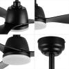 JONATHAN Y JYL9714A Audie 52″ 1-Light Mobile-App/Remote-Controlled, 6-Speed Propeller Integrated LED Ceiling Fan, Coastal, Contemporary, Minimalist for Bedroom, Living Room, Office, Black(Black)