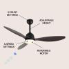 JONATHAN Y JYL9714A Audie 52″ 1-Light Mobile-App/Remote-Controlled, 6-Speed Propeller Integrated LED Ceiling Fan, Coastal, Contemporary, Minimalist for Bedroom, Living Room, Office, Black(Dark Brown Wood)