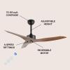 JONATHAN Y JYL9715A Aldrin 50″ Mobile-App/Remote-Controlled, 6-Speed Razor Ceiling Fan, Modern, Contemporary, Minimalist, Industrial, Coastal for Bedroom, Living Room, Office, Black(Light Brown Wood)