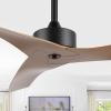 JONATHAN Y JYL9715A Aldrin 50″ Mobile-App/Remote-Controlled, 6-Speed Razor Ceiling Fan, Modern, Contemporary, Minimalist, Industrial, Coastal for Bedroom, Living Room, Office, Black(Light Brown Wood)