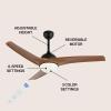 JONATHAN Y JYL9717B Sully 52″ 1-Light Mobile-App/Remote-Controlled, 6-Speed Propeller Integrated LED Ceiling Fan, Contemporary, Industrial, Cottage for Bedroom, Living Room, Office, Gray Wood(Light Brown Wood)