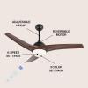 JONATHAN Y JYL9717B Sully 52″ 1-Light Mobile-App/Remote-Controlled, 6-Speed Propeller Integrated LED Ceiling Fan, Contemporary, Industrial, Cottage for Bedroom, Living Room, Office, Gray Wood(Neutral Brown Wood)