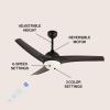 JONATHAN Y JYL9717B Sully 52″ 1-Light Mobile-App/Remote-Controlled, 6-Speed Propeller Integrated LED Ceiling Fan, Contemporary, Industrial, Cottage for Bedroom, Living Room, Office, Gray Wood(Dark Brown Wood)