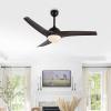JONATHAN Y JYL9717B Sully 52″ 1-Light Mobile-App/Remote-Controlled, 6-Speed Propeller Integrated LED Ceiling Fan, Contemporary, Industrial, Cottage for Bedroom, Living Room, Office, Gray Wood(Dark Brown Wood)