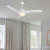 JONATHAN Y JYL9717B Sully 52″ 1-Light Mobile-App/Remote-Controlled, 6-Speed Propeller Integrated LED Ceiling Fan, Contemporary, Industrial, Cottage for Bedroom, Living Room, Office, Gray Wood(White)