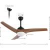 JONATHAN Y JYL9717B Sully 52″ 1-Light Mobile-App/Remote-Controlled, 6-Speed Propeller Integrated LED Ceiling Fan, Contemporary, Industrial, Cottage for Bedroom, Living Room, Office, Gray Wood(Light Brown Wood)