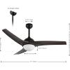 JONATHAN Y JYL9717B Sully 52″ 1-Light Mobile-App/Remote-Controlled, 6-Speed Propeller Integrated LED Ceiling Fan, Contemporary, Industrial, Cottage for Bedroom, Living Room, Office, Gray Wood(Dark Brown Wood)