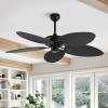 JONATHAN Y JYL9719A Raffles 52″ Mobile-App/Remote-Controlled, 6-Speed Palm Blade Ceiling Fan, Bohemian, Coastal, Industrial, Modern, Traditional for Bedroom, Living Room, Office, Black(Black)