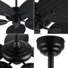 JONATHAN Y JYL9719A Raffles 52″ Mobile-App/Remote-Controlled, 6-Speed Palm Blade Ceiling Fan, Bohemian, Coastal, Industrial, Modern, Traditional for Bedroom, Living Room, Office, Black(Black)