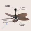 JONATHAN Y JYL9719A Raffles 52″ Mobile-App/Remote-Controlled, 6-Speed Palm Blade Ceiling Fan, Bohemian, Coastal, Industrial, Modern, Traditional for Bedroom, Living Room, Office, Black(Neutral Brown Wood)