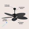JONATHAN Y JYL9719A Raffles 52″ Mobile-App/Remote-Controlled, 6-Speed Palm Blade Ceiling Fan, Bohemian, Coastal, Industrial, Modern, Traditional for Bedroom, Living Room, Office, Black(Black)