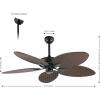 JONATHAN Y JYL9719A Raffles 52″ Mobile-App/Remote-Controlled, 6-Speed Palm Blade Ceiling Fan, Bohemian, Coastal, Industrial, Modern, Traditional for Bedroom, Living Room, Office, Black(Neutral Brown Wood)