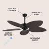 JONATHAN Y JYL9719A Raffles 52″ Mobile-App/Remote-Controlled, 6-Speed Palm Blade Ceiling Fan, Bohemian, Coastal, Industrial, Modern, Traditional for Bedroom, Living Room, Office, Black(Dark Brown Wood)