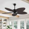 JONATHAN Y JYL9719A Raffles 52″ Mobile-App/Remote-Controlled, 6-Speed Palm Blade Ceiling Fan, Bohemian, Coastal, Industrial, Modern, Traditional for Bedroom, Living Room, Office, Black(Dark Brown Wood)