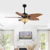 JONATHAN Y JYL9720B Poinciana 52″ 3-Light Coastal Bohemian Iron/Wood Palm Leaf LED Ceiling Fan with Pull Chain Rustic, Eclectic, Transitional, Office, Living Room, Dining Room, Bedroom, Dark Brown(Light Brown)