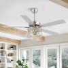 JONATHAN Y JYL9721A Max 52″ 3-Light Mobile-App/Remote-Controlled, LED Ceiling Fan, Bohemian, Industrial, Farmhouse, Modern, Contemporary, Transitional for Bedroom, Living Room, Office, Dark Walnut(White Maple)