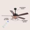 JONATHAN Y JYL9721A Max 52″ 3-Light Mobile-App/Remote-Controlled, LED Ceiling Fan, Bohemian, Industrial, Farmhouse, Modern, Contemporary, Transitional for Bedroom, Living Room, Office, Dark Walnut(Red Cherry)