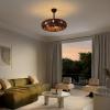 JONATHAN Y JYL9728A Cassidy 23″ 6-Light Modern Bohemian 6-Speed Metal/Rattan Mobile-App/Remote-Controlled Height-Adjustable Lantern LED Ceiling Fan, Dark Brown/Black for Living Room, Dining Room(Dark Brown/Black)