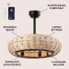 JONATHAN Y JYL9728A Cassidy 23″ 6-Light Modern Bohemian 6-Speed Metal/Rattan Mobile-App/Remote-Controlled Height-Adjustable Lantern LED Ceiling Fan, Dark Brown/Black for Living Room, Dining Room(Light Brown/Black)