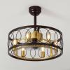 JONATHAN Y JYL9732A Celeste 21.6″ 6-Light Industrial Farmhouse 6-Speed Metal Mobile-App/Remote-Controlled Caged LED Ceiling Fan, Oil Rubbed Bronze for Living Room, Dining Room(Oil Rubbed Bronze/Gold Painting)