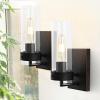 JONATHAN Y JYL9909B-SET2 Harper 4.5″ 1-Light Modern Farmhouse Iron/Glass LED Sconce Contemporary Midcentury Entryway Lobby Kitchen Bathroom Bedroom Living Room, Oil Rubbed Bronze/Clear (Set of 2)(Oil-Rubbed Bronze)