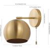 JONATHAN Y JYL9912A-SET2 Tierra 7″ 1-Light Modern Midcentury Iron LED Sconce with Pull-Chain Switch Contemporary Coastal Entryway Lobby Kitchen Bathroom Bedroom Living Room, Brass Gold (Set of 2)(Brass Gold)