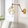 JONATHAN Y JYL9926A Honeycomb 7.5″ 1-Light Modern Contemporary Arm-Adjust Iron/Glass LED Sconce Mid-Century, Industrial Entryway Lobby Kitchen Bathroom Bedroom Living Room Hallway, Brass Gold/Clear