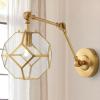 JONATHAN Y JYL9926A Honeycomb 7.5″ 1-Light Modern Contemporary Arm-Adjust Iron/Glass LED Sconce Mid-Century, Industrial Entryway Lobby Kitchen Bathroom Bedroom Living Room Hallway, Brass Gold/Clear
