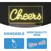 JONATHAN Y NEN1000A Cheers 11.8″ Contemporary Glam Acrylic Box USB Operated LED Neon Light, Yellow Plug in Wall Light for Bedroom Wall Décor, Kids Bedroom, Party Supplier