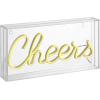 JONATHAN Y NEN1000A Cheers 11.8″ Contemporary Glam Acrylic Box USB Operated LED Neon Light, Yellow Plug in Wall Light for Bedroom Wall Décor, Kids Bedroom, Party Supplier